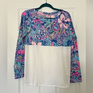 Lilly Pulitzer Finn top size M Got your back pink purple flowers